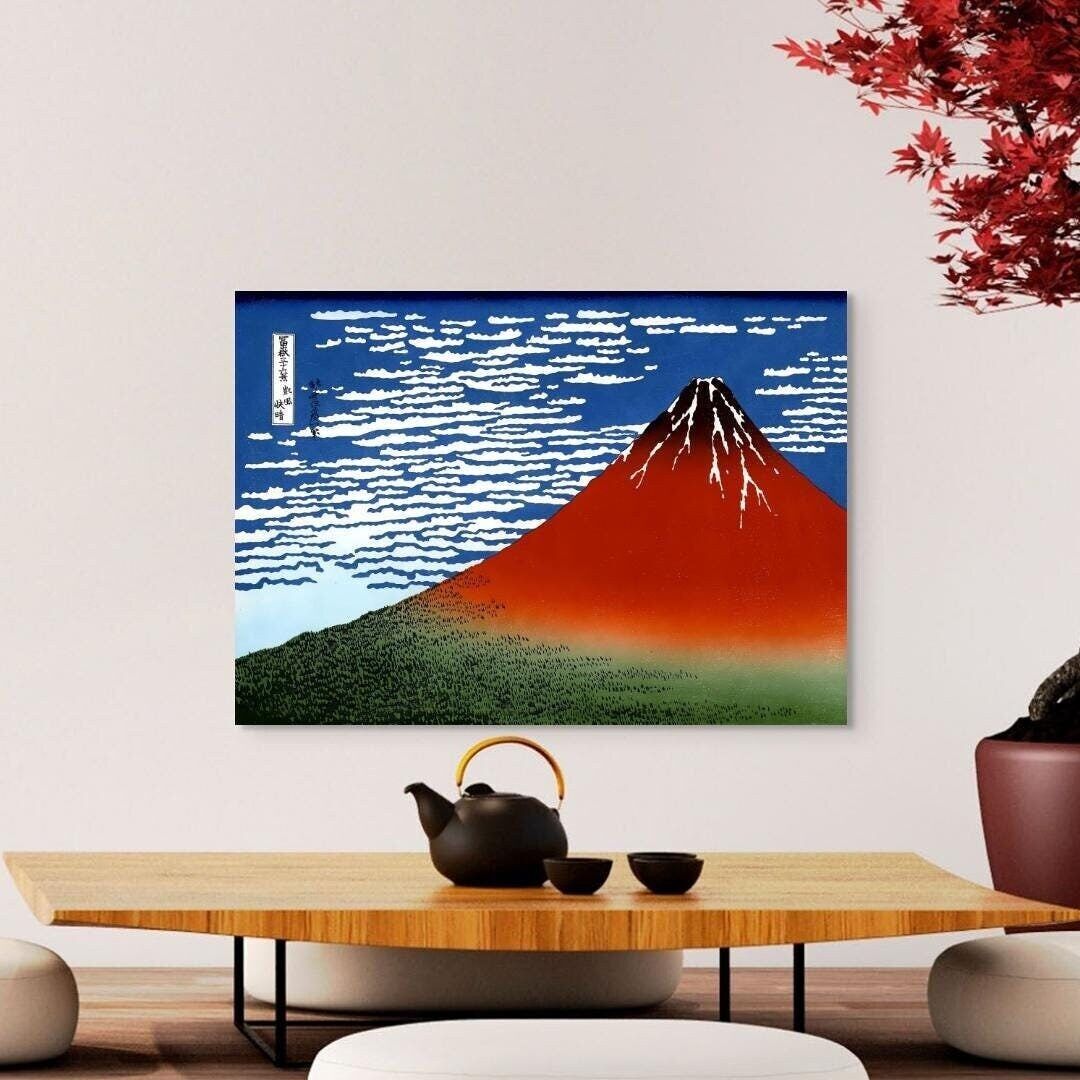 Red Fuji 1930 Katsushika Hokusai – stampa Ukiyo-e – stile asiatico japandi