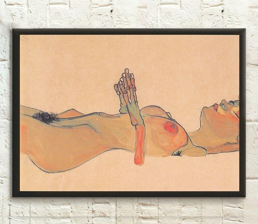 Poster Premium: Egon Schiele "Ragazza morta" 1910 - Nudo Giclée - Schiele Wall Art
