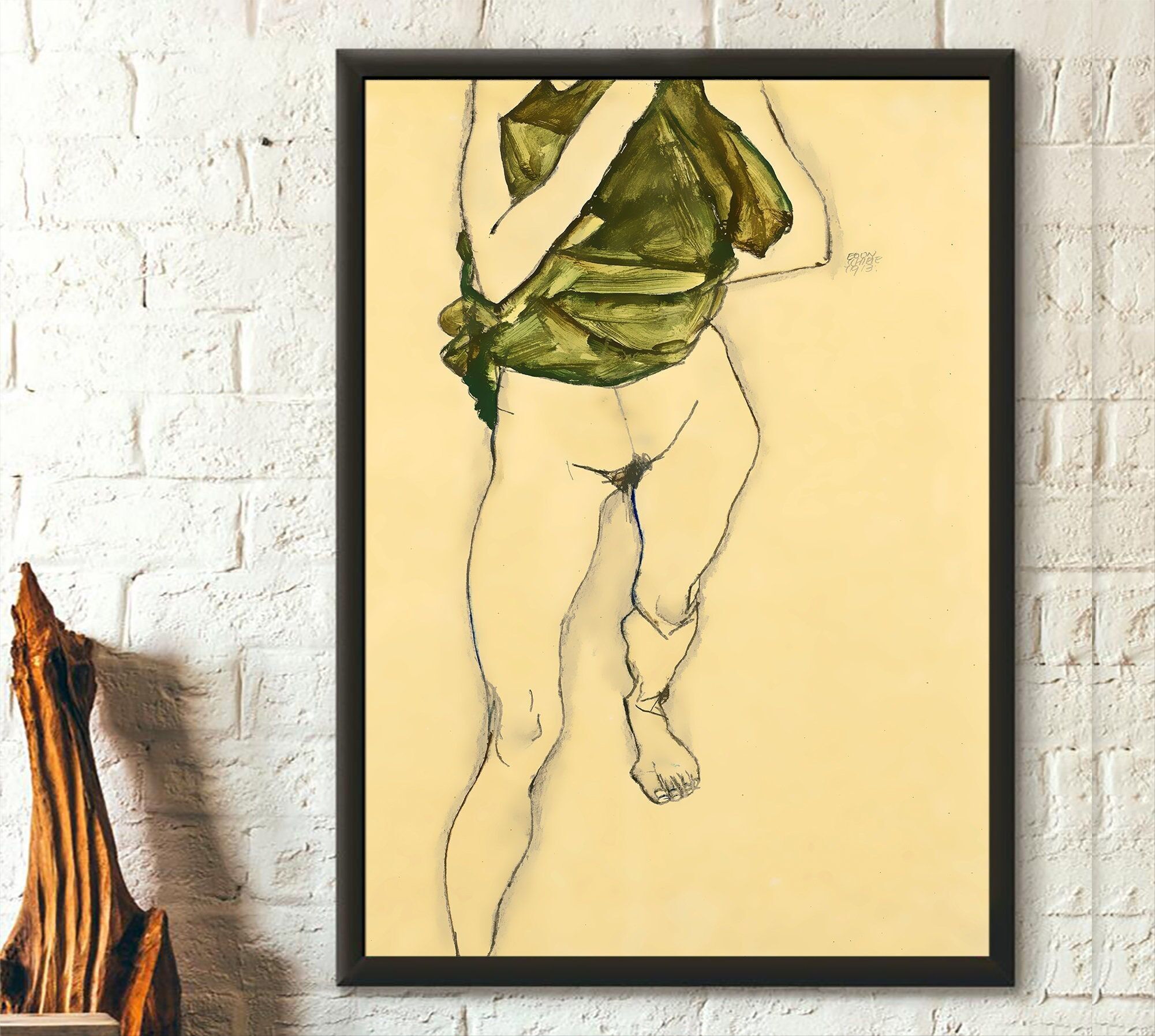 Torso di Egon Schiele in camicetta verde 1913 – Poster giclée – Schiele Wall Art