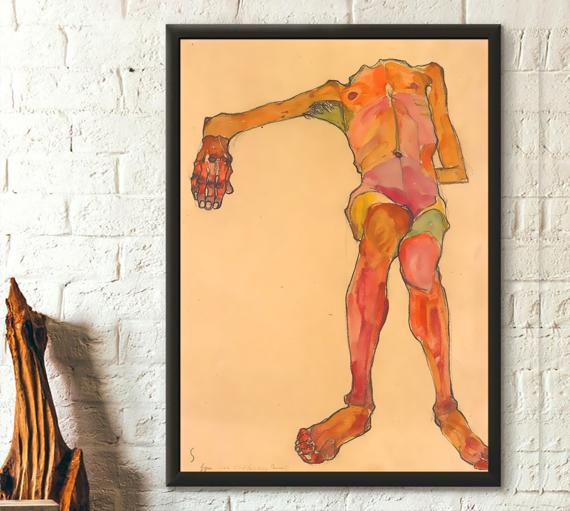 Egon Schiele Nudo seduto (Autoritratto) 1910 – Poster giclée – Schiele Wall Art
