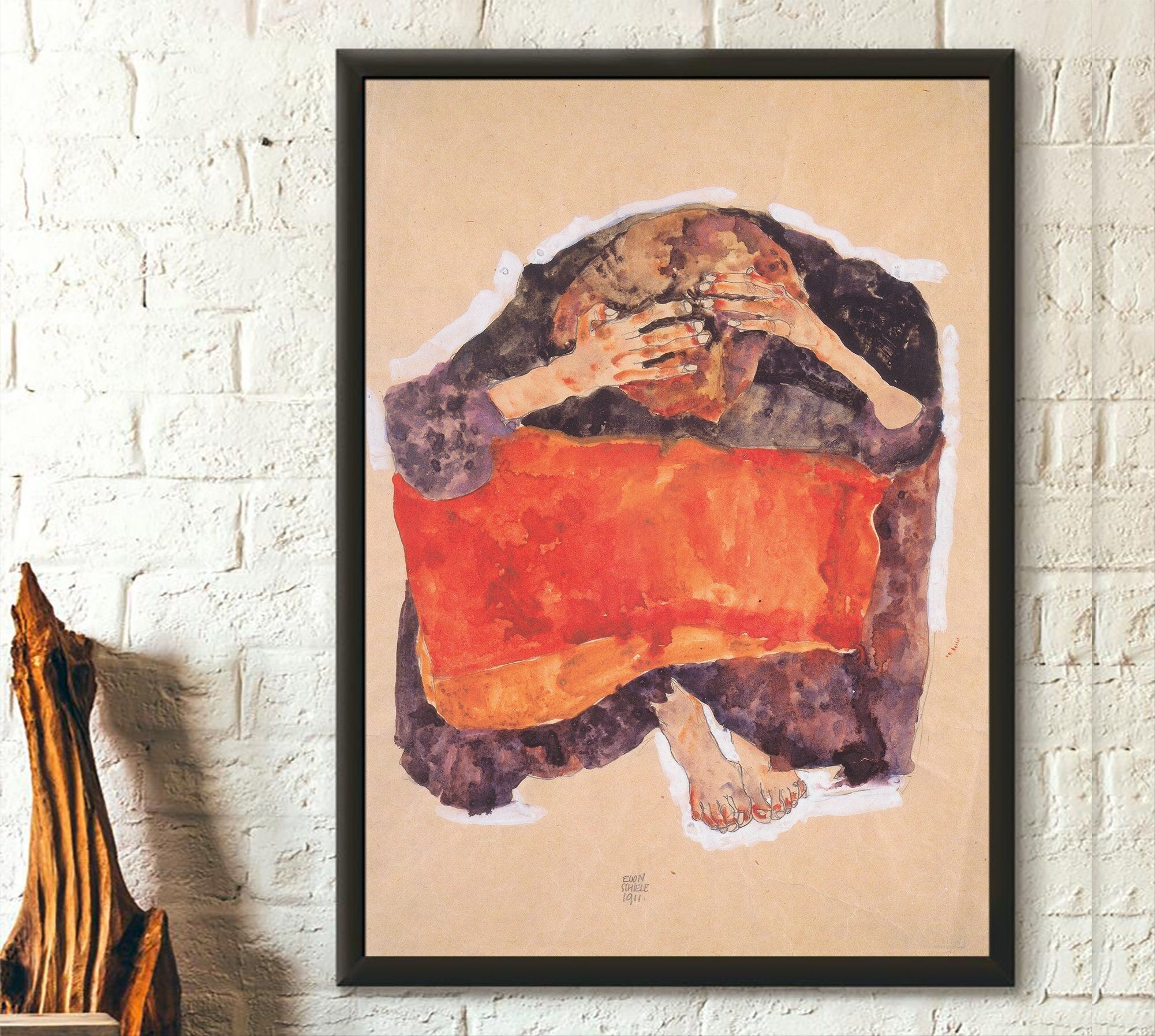 Poster Premium: Egon Schiele Ragazza seduta 1911 – Fine Art Giclée – Poster Schiele – Arte murale