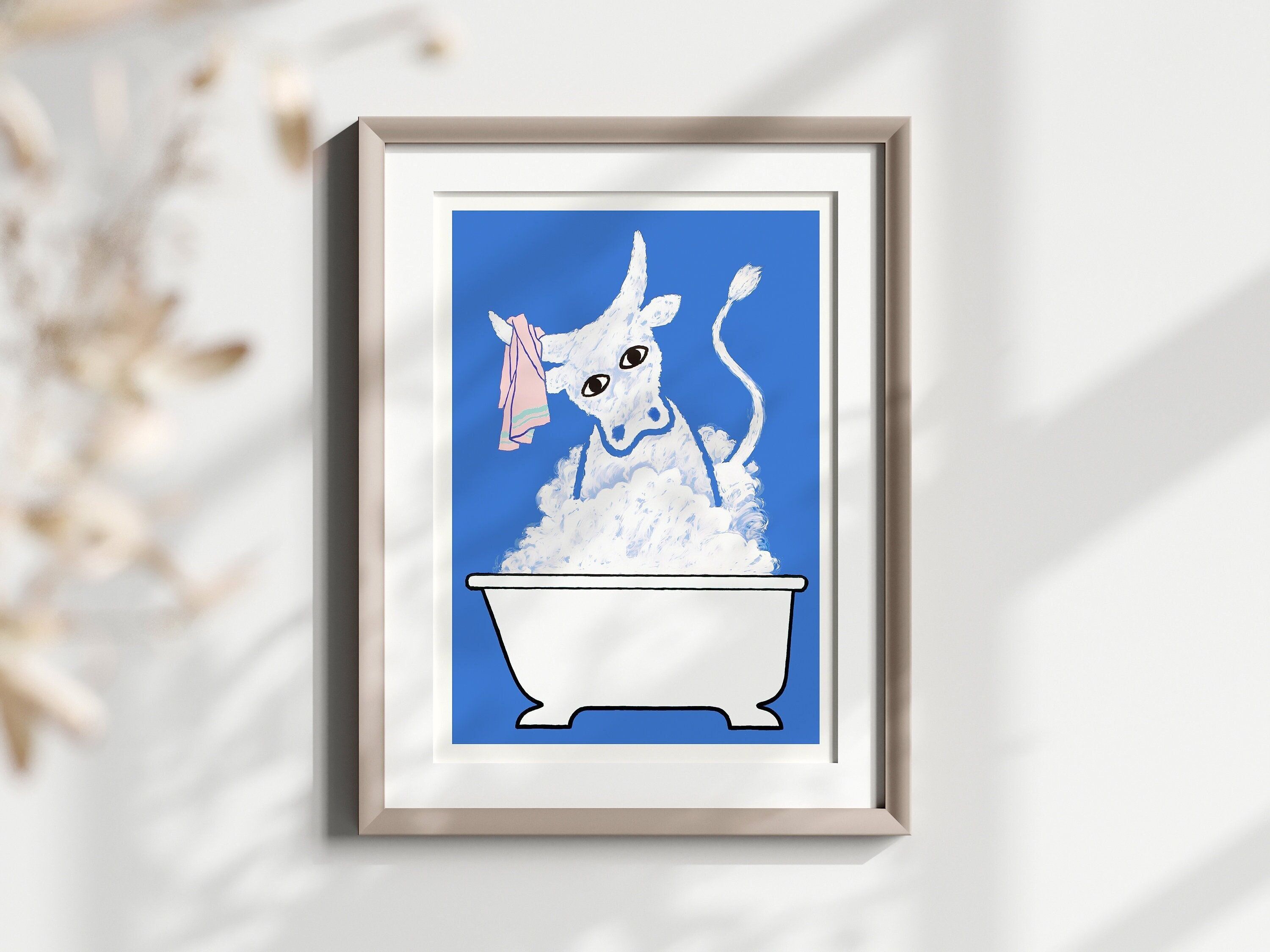 Poster di mucca carina – Bagno o camera dei bambini