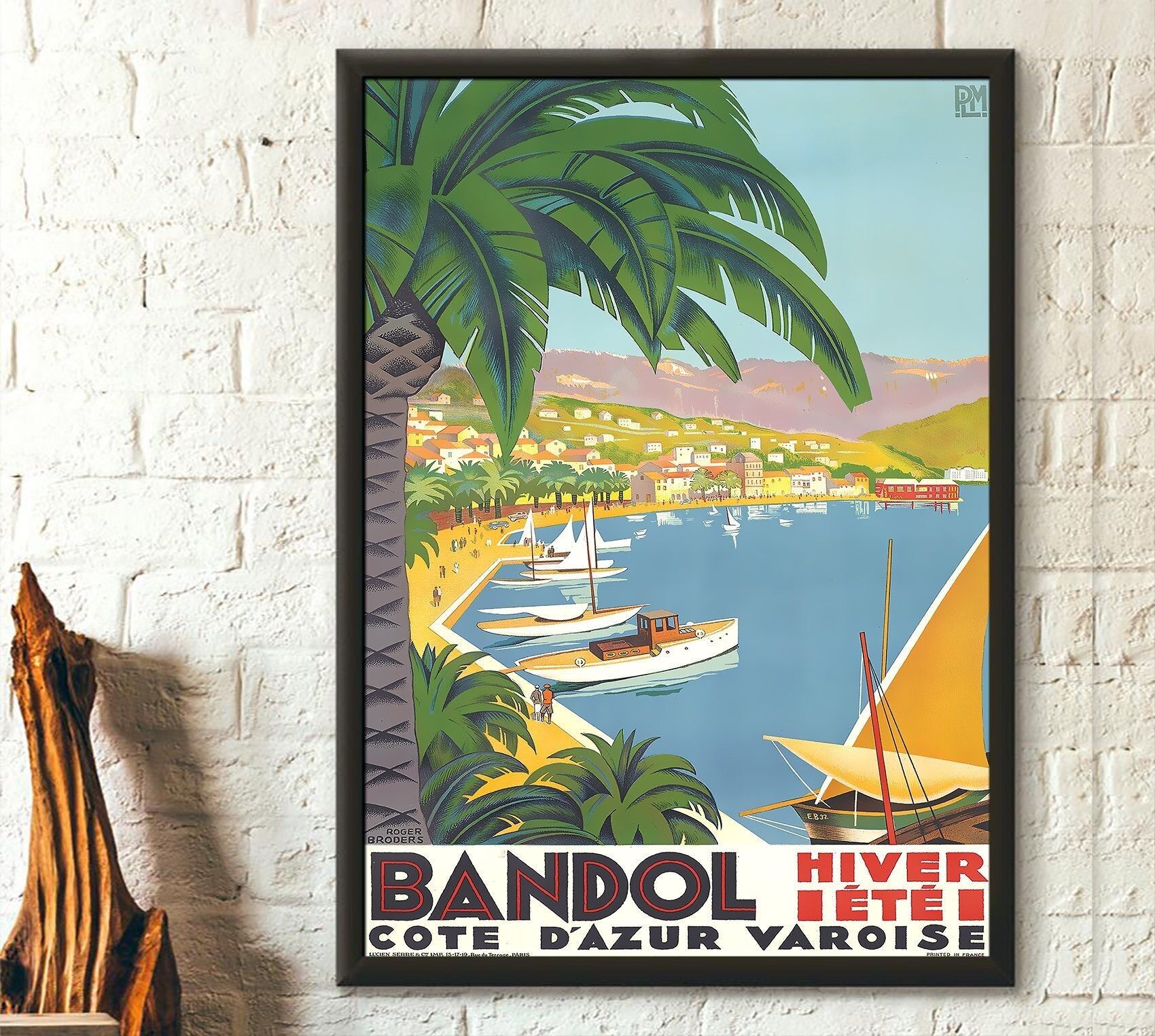 Poster Premium: Francia Bandol – Poster di viaggio vintage – Poster di vino francese – Arte murale del sud della Francia