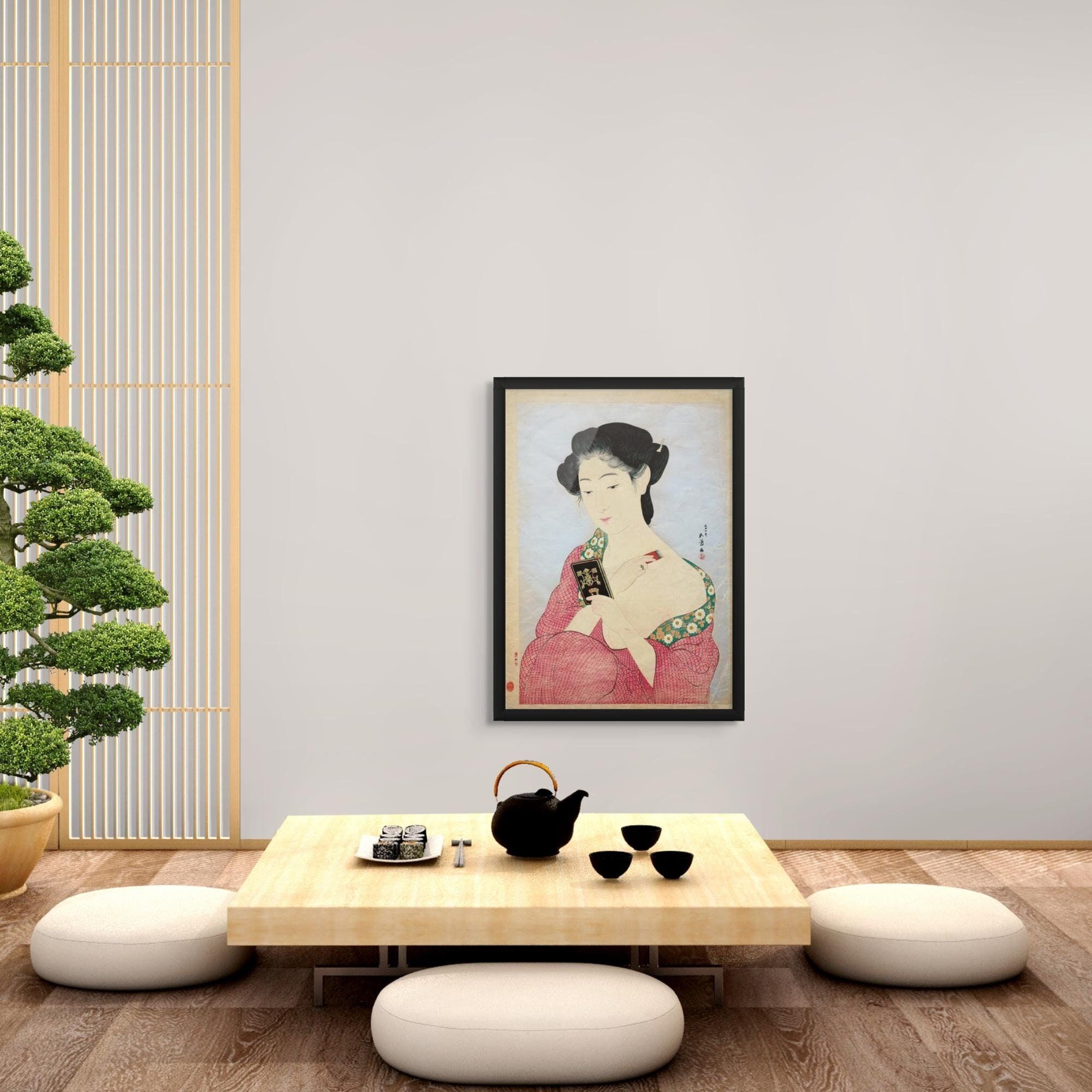 Goyo Hashiguchi – Donna che si incipria il viso – Stampa giapponese vintage 1918 – Ukiyo-e – Shin Hanga