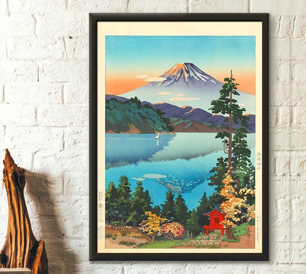 Poster Premium: Lago Ashi, colline Hakone all'inizio dell'autunno – Tsuchiya Koitsu – Poster Ukiyo-e – Stampa artistica