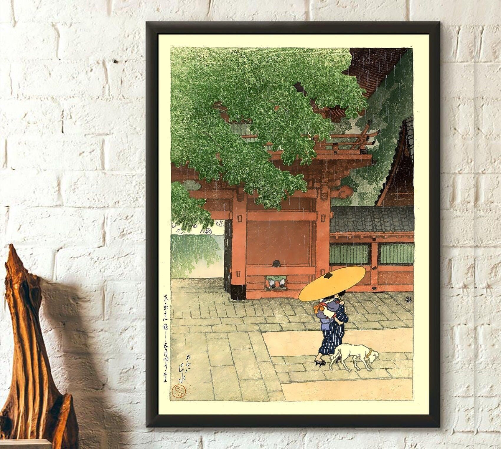 Pioggia estiva al santuario di Sanno 1919 Kawase Hasui – Stampa Ukiyo-e giapponese – Arte murale giapponese