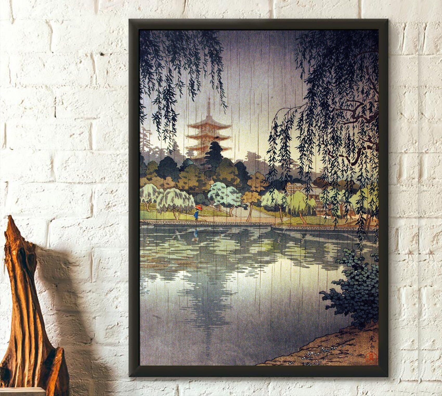 Pioggia al Tempio Kofukuji 1937 – Tsuchiya Koitsu – Stampa giapponese periodo Edo – Poster Koitsu – Arte murale Koitsu giapponese