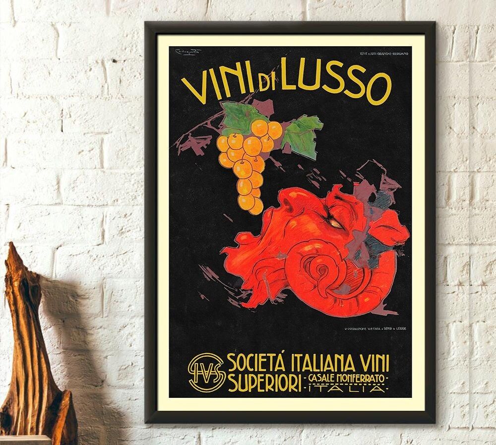 Poster Premium: Poster di vini italiani Vini di Lusso – Stampa di vini italiani – Arte da parete per la cucina – Stampa artistica