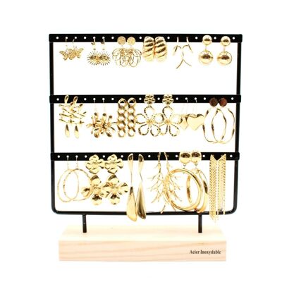 Pack de 18 boucles d'oreilles acier - DORE