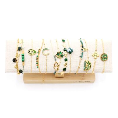 Pack de 12 bracelets acier inoxydable - VERT