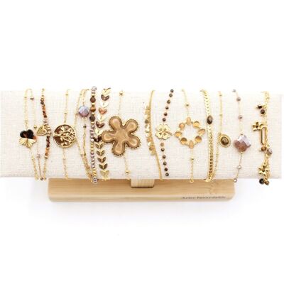 Pack de 12 bracelets acier inoxydable - MARRON