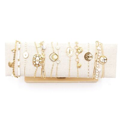 Pack de 12 bracelets acier inoxydable - BLANC