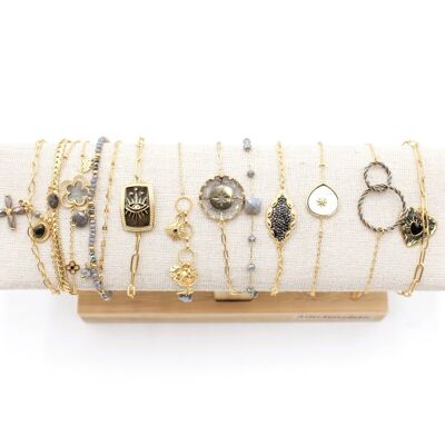 Pack de 12 pulseras de acero inoxidable - GRIS