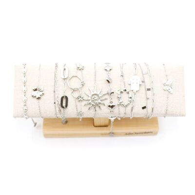 Pack de 12 bracelets acier inoxydable - ARGENT