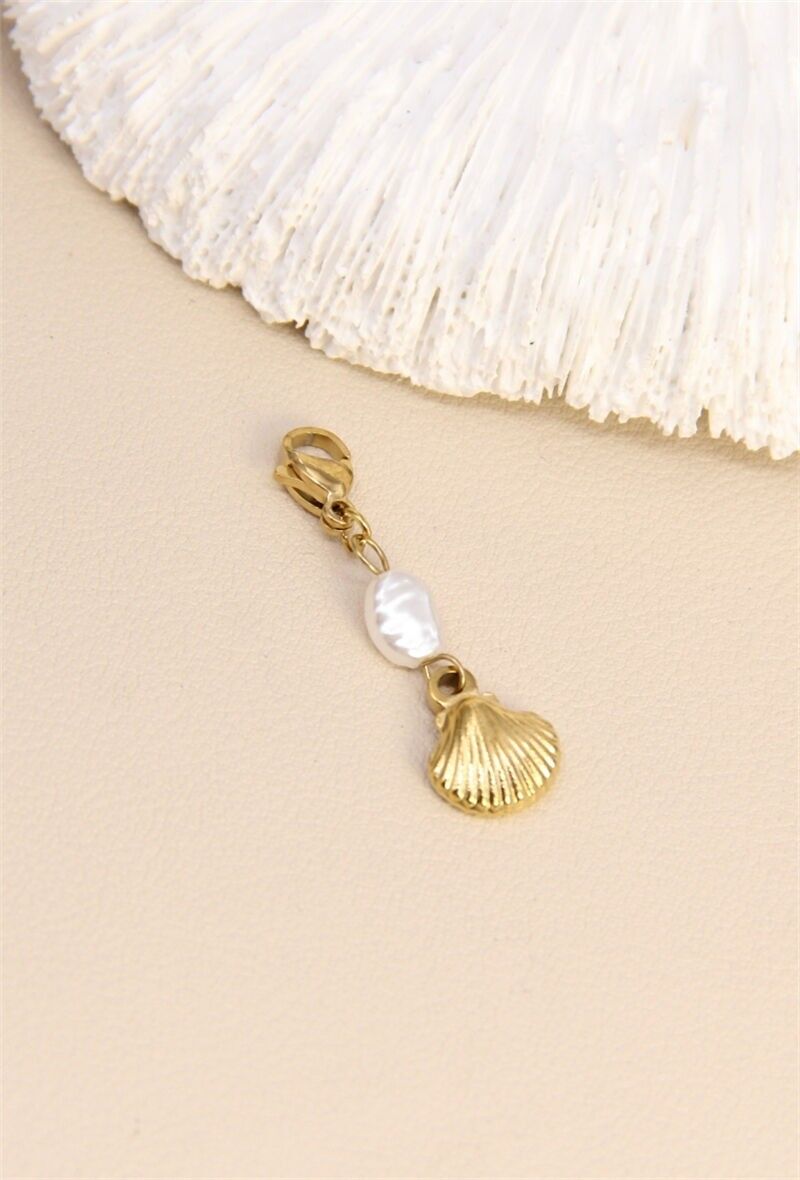 Pendentif Coquillage Doré et Perle – Charme Marin Chic