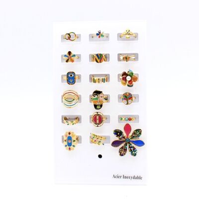 Pack 18 bagues acier inoxydable - MULTI