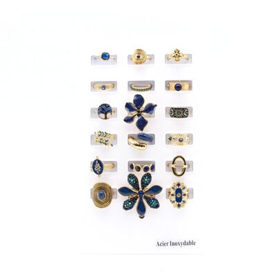 Pack 18 bagues acier inoxydable - MARINE