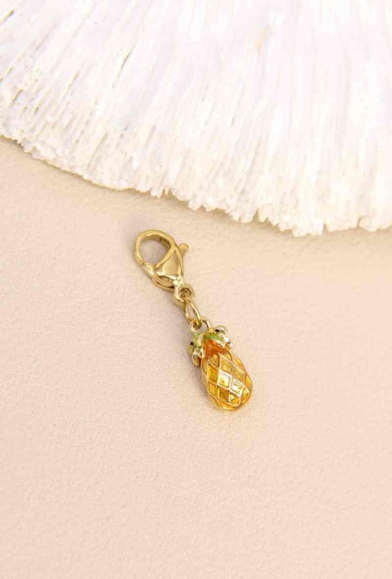 Gold Pineapple Charm in Stainless Steel – Exotic Shine and Trendy Look