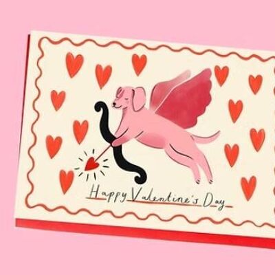 Cupid Puppy Valentine's Greeting Card