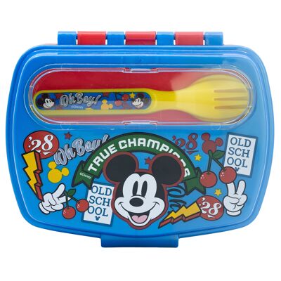 STOR SANDWICHERA RECTANGULAR CON CUBIERTOS MICKEY TRUE CHAMPIONS