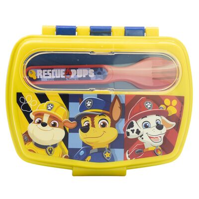 STOR SANDWICHERA RECTANGULAR CON CUBIERTOS PAW PATROL BOY RESCUE PUPS