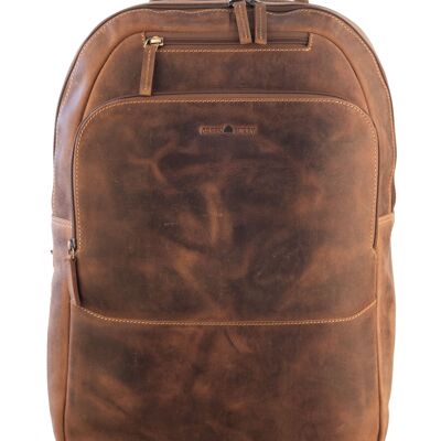 Mochila de negocios vintage de cuero con cremallera 1531-25