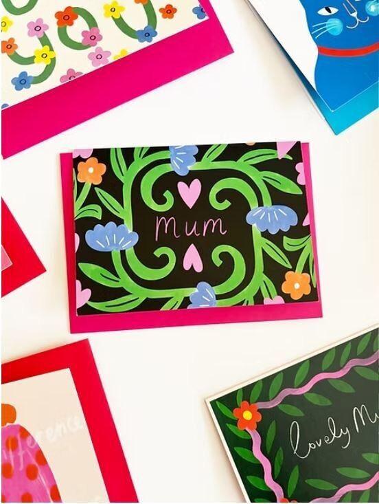 Carte de vœux avec bordure de vigne - Maman