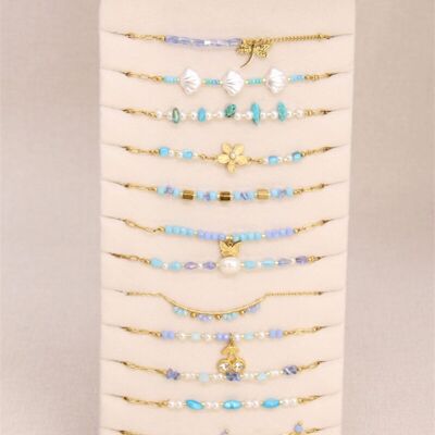 Présentoir de 12 Bracelets Marin – Élégance Océanique en Acier Inoxydable