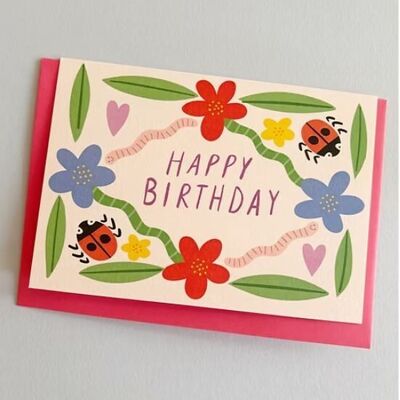 Impresión de jardín - Tarjeta de felicitación de feliz cumpleaños