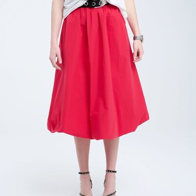 Jupe Mini Bulle Rouge en tissu popeline
