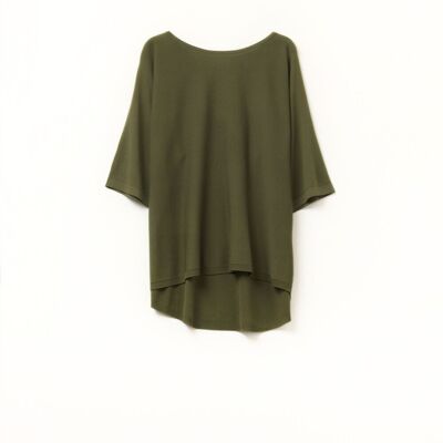 Oversized Kakhi sweater with Elbow-Length Sleeves