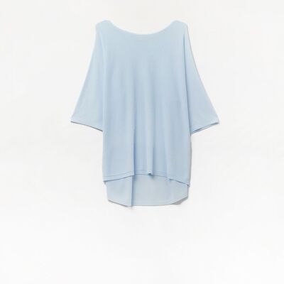 Light Blue Oversized sweater with Elbow-Length Sleeves