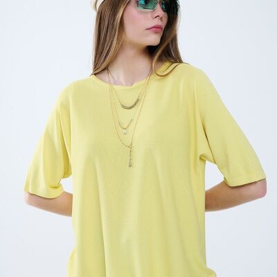 Pull jaune oversize à manches longues