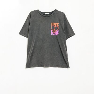 T-shirt noir avec le logo Love is Air et Heart with Peace