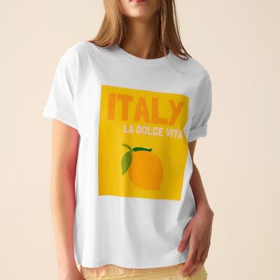 T-shirt blanc Italie Dolce Vita avec imprimé graphique citron