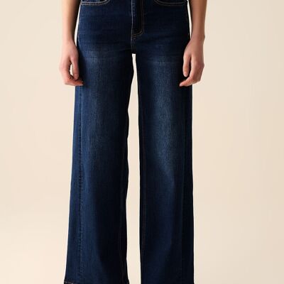 Jeans elasticizzati a gamba larga lavaggio scuro