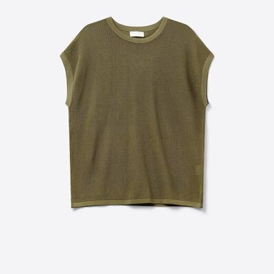 Maglione in maglia a rete color cachi