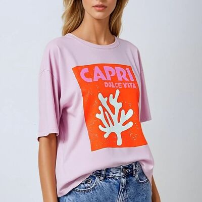 T-shirt rose bébé Capri Dolce Vita fabriqué en Italie