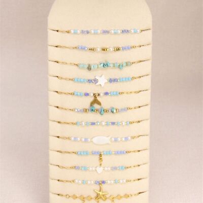 Présentoir de 12 Bracelets Marin – Élégance Océanique en Acier Inoxydable