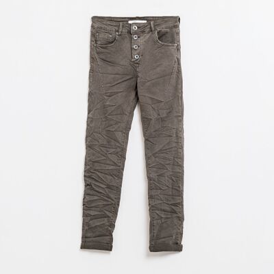 Jean skinny à boutons apparents en gris