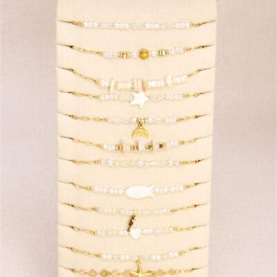 Présentoir de 12 Bracelets Marin – Élégance Océanique en Acier Inoxydable
