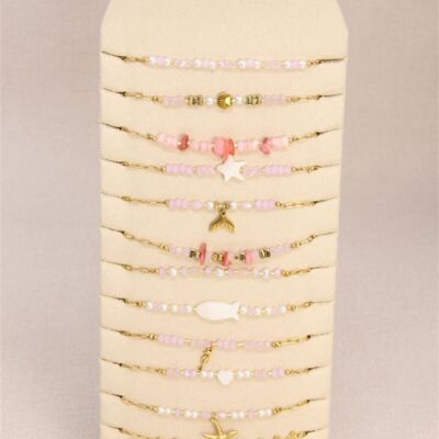 Présentoir de 12 Bracelets Marin – Élégance Océanique en Acier Inoxydable