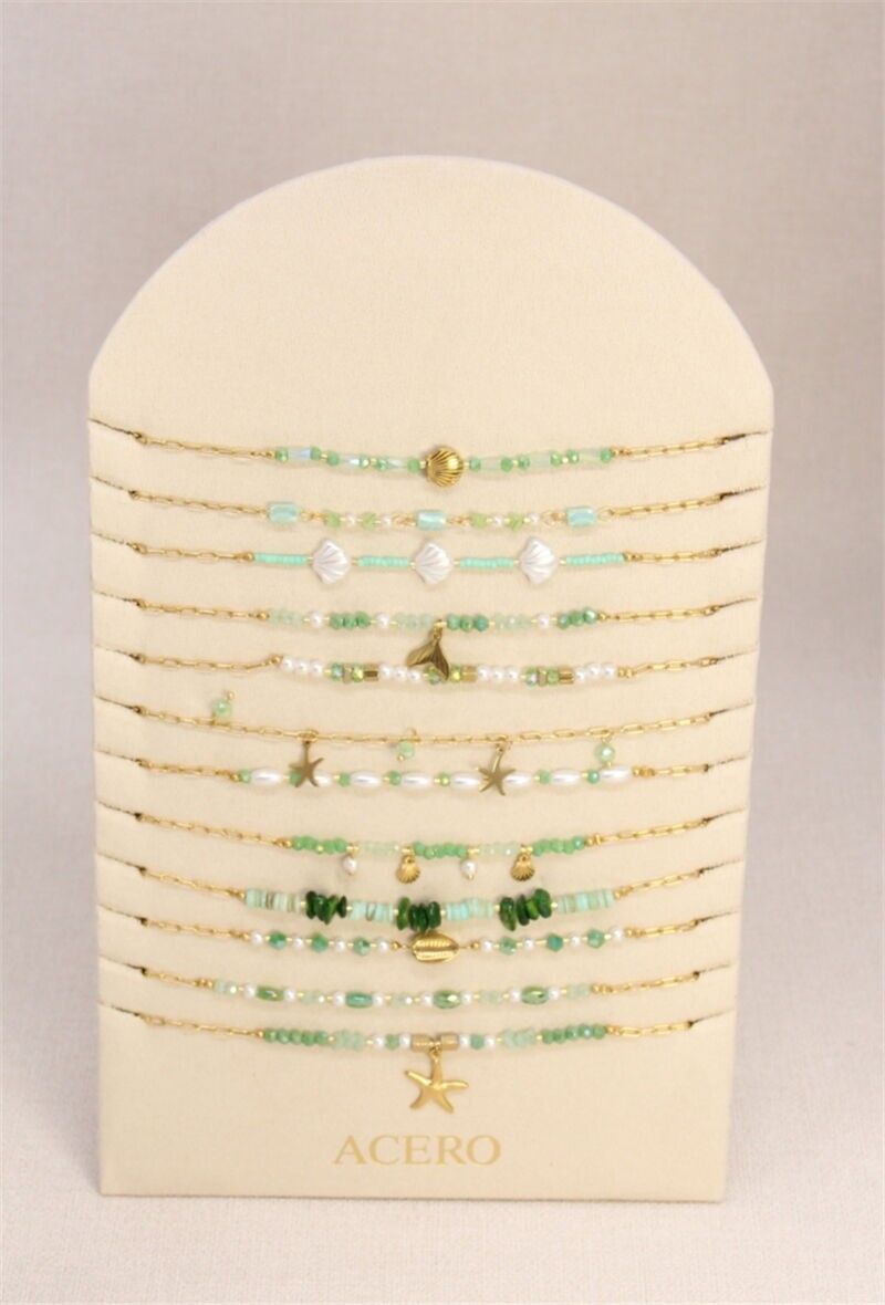 Set mit 12 Edelstahlhalsketten mit maritimem Motiv + gratis Präsentationsständer