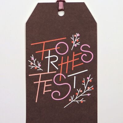 Gift tag small branches, with silk ribbon