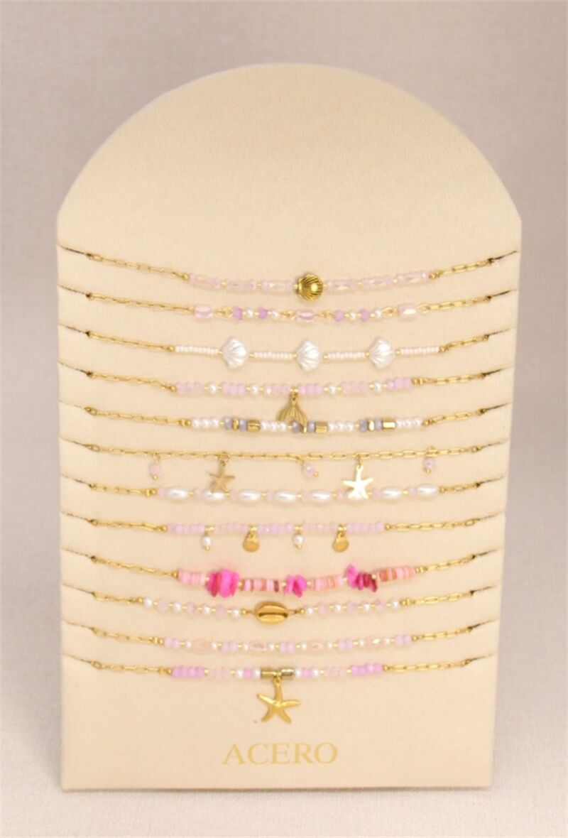 Set mit 12 Edelstahlhalsketten mit maritimem Motiv + gratis Präsentationsständer