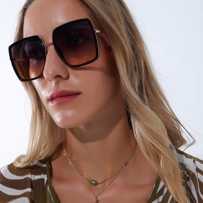 Gafas de sol cuadradas extragrandes en marrón chocolate