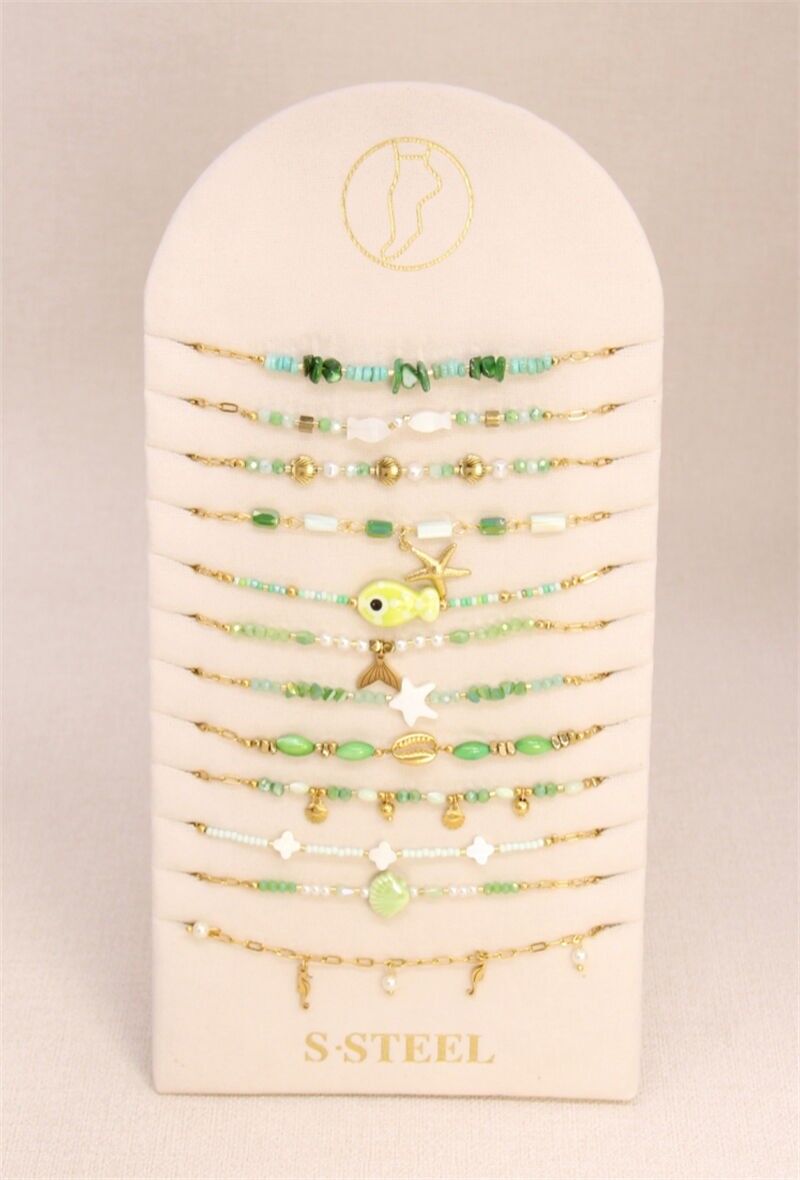 Set mit 12 Fußkettchen aus Edelstahl – Seaside-Stil