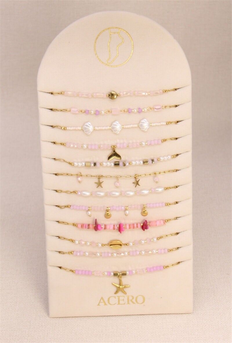 Set mit 12 Fußkettchen aus Edelstahl – Seaside-Stil