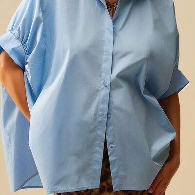 Baby Blue oversized blouse with short sleeve