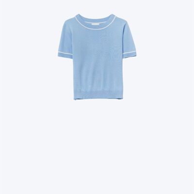 Maglia a maniche corte celeste con finiture a contrasto